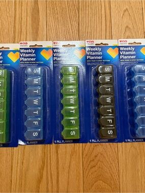 Bundle Lot Set of 5 CVS Weekly Vitamin Pills Planner Organizer Case Medicine Box